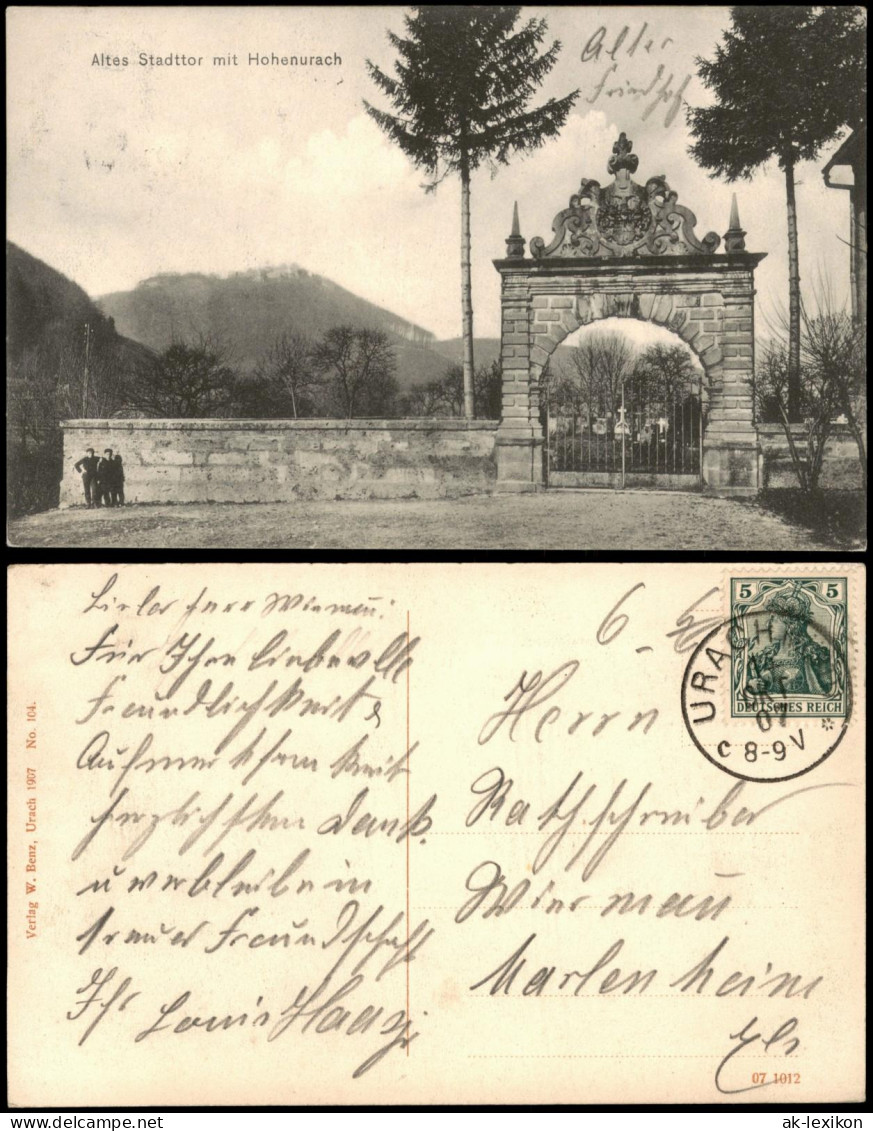 Ansichtskarte Bad Urach Altes Stadttor Mit Hohenurach 1907 - Bad Urach