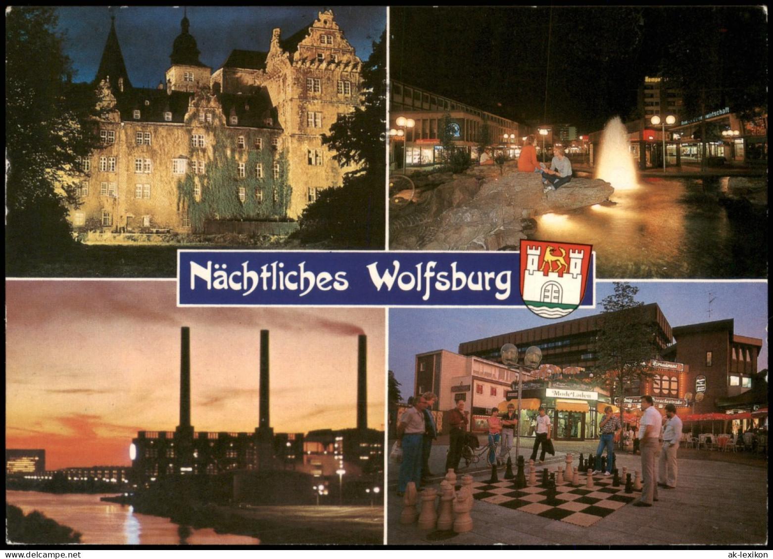 Ansichtskarte Wolfsburg Mehrbildkarte Nächtliches Wolfsburg 1989 - Wolfsburg