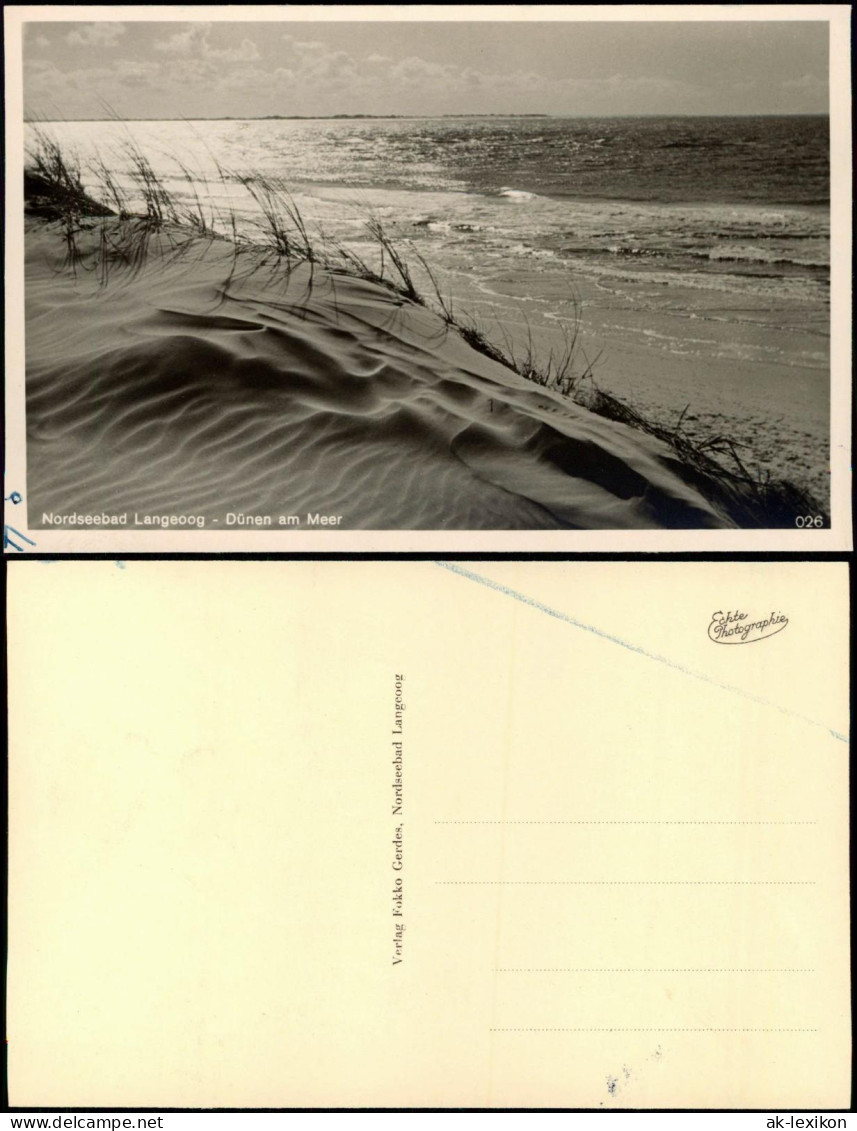 Ansichtskarte Langeoog Dünen Am Meer, Stimmungsbild, Fotokarte 1940 - Langeoog