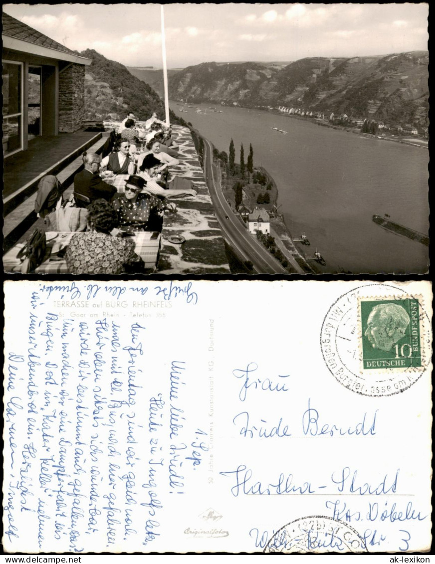 Ansichtskarte Sankt Goar Burgruine Rheinfels - Terrasse 1959 - St. Goar