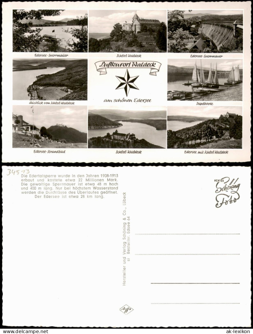 Waldeck (am Edersee) Mehrbildkarte Rd. Um Schloß Waldeck Edersee-Strandbad 1960 - Waldeck