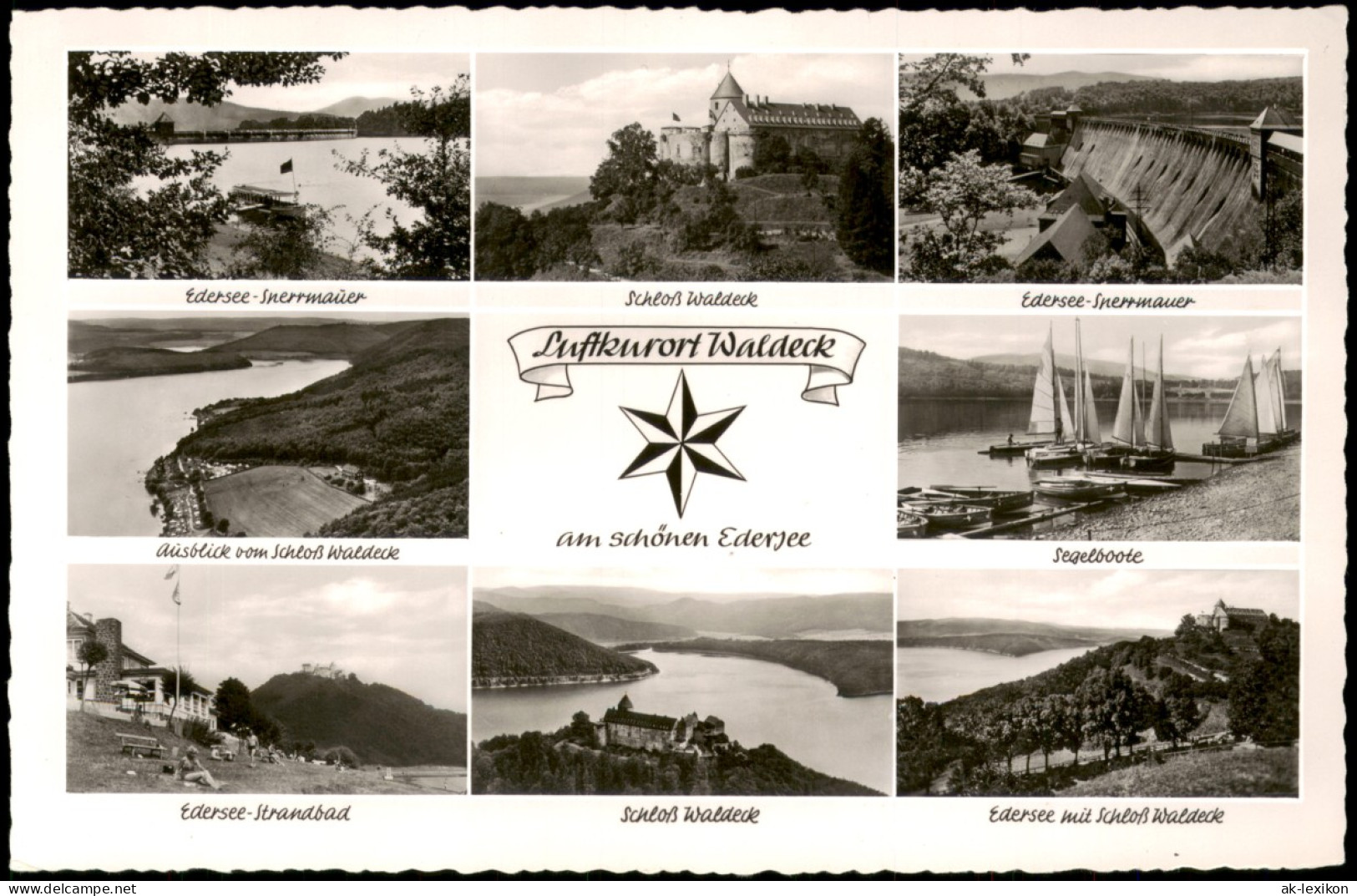 Waldeck (am Edersee) Mehrbildkarte Rd. Um Schloß Waldeck Edersee-Strandbad 1960 - Waldeck
