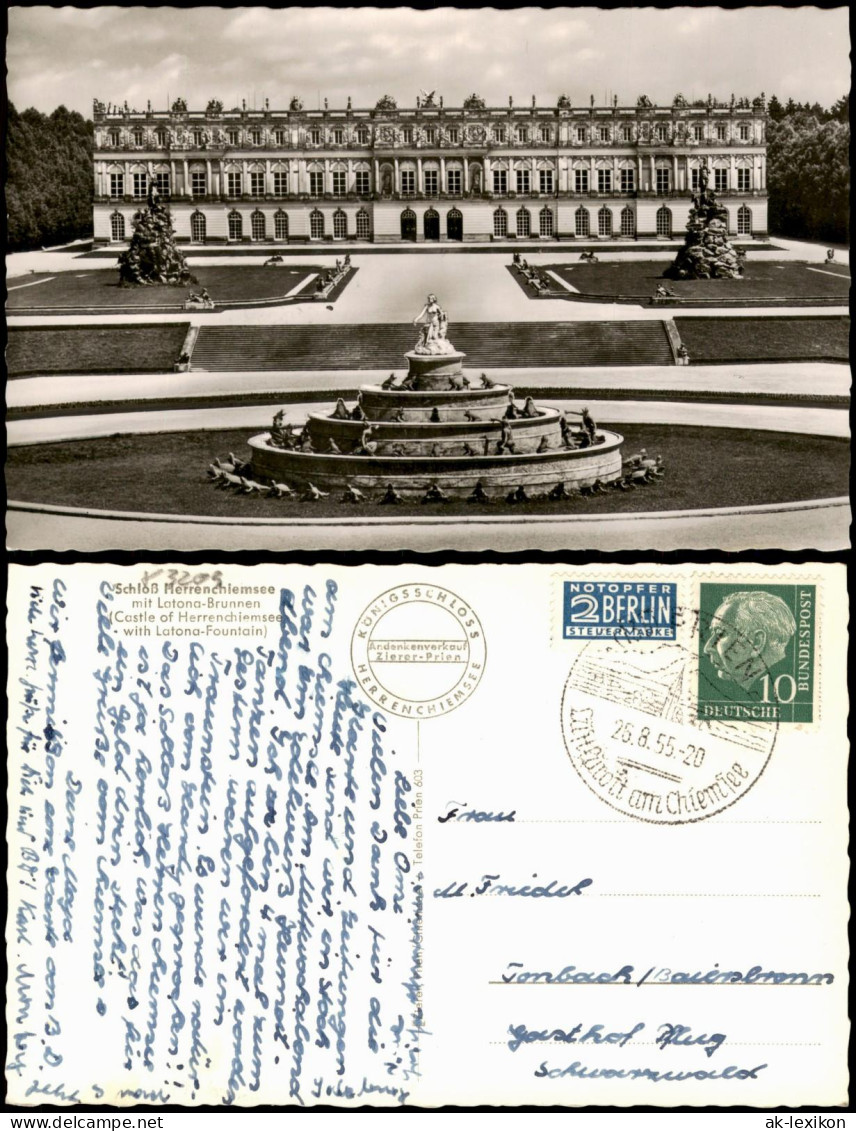 Ansichtskarte Chiemsee Herrenchiemsee Herreninsel Mit Schloss 1955 - Chiemgauer Alpen