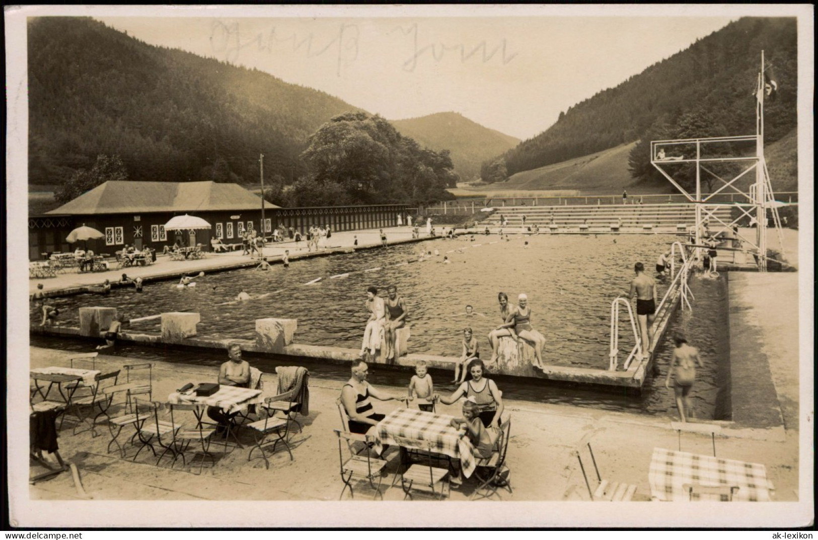 Ansichtskarte Leutenberg Schwimmbad Mit Restaurant, Belebt 1936 - Leutenberg