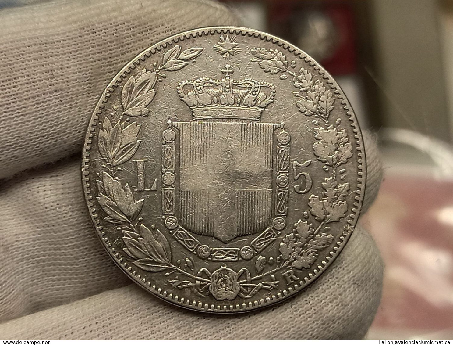 Italia Italy Umberto I - 5 Lire 1879 R Km 20 Plata - Autres & Non Classés