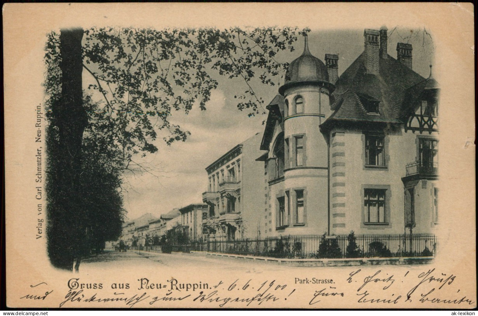 Ansichtskarte Neuruppin Park-Strasse. 1900 - Neuruppin