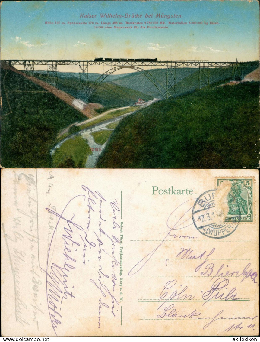 Remscheid  Müngstener Brücke | Kaiser-Wilhelm-Brücke 1913 - Remscheid