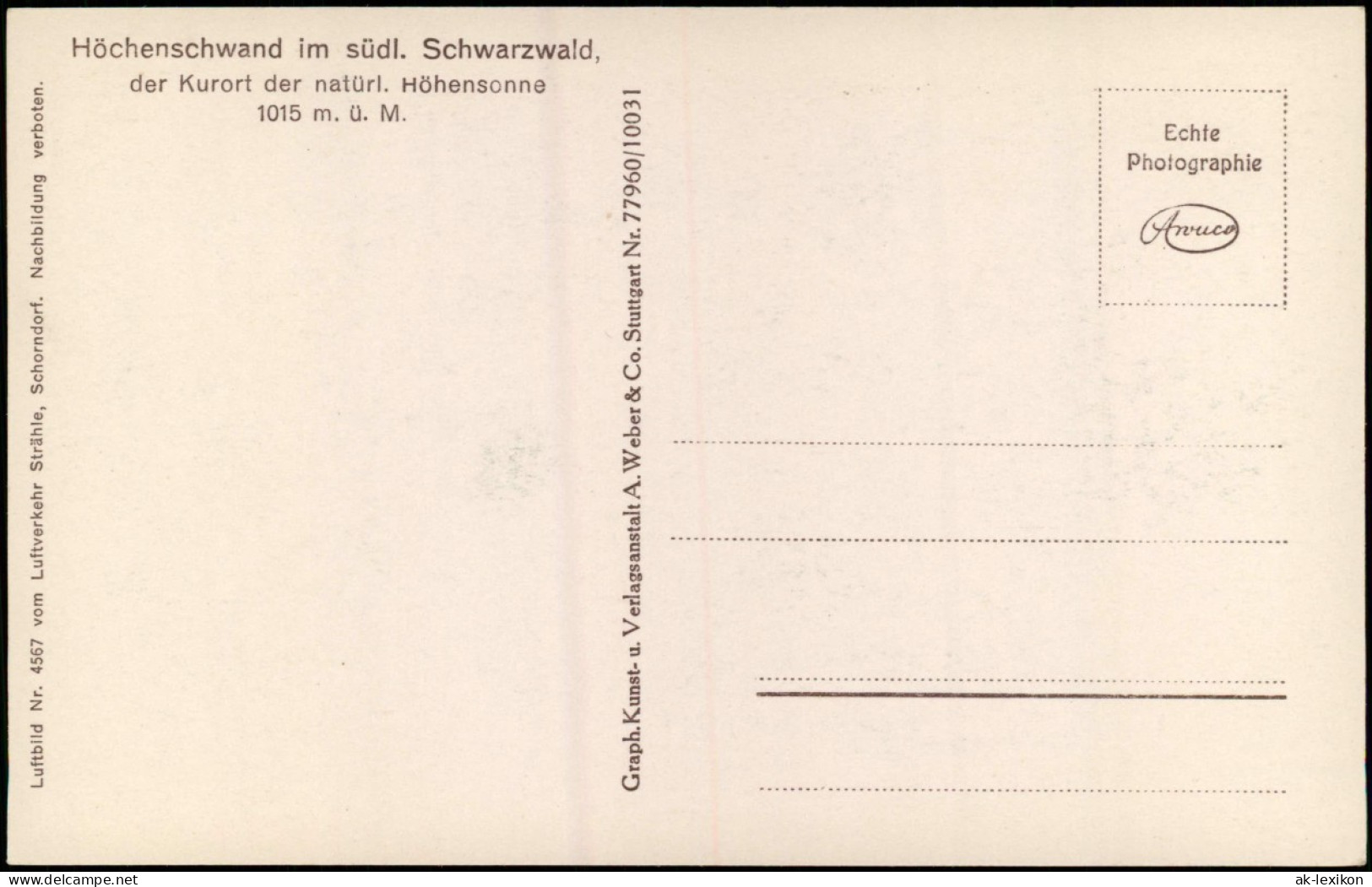 Ansichtskarte Höchenschwand Luftbild - Flugzeugaufnahme 1932 - Höchenschwand