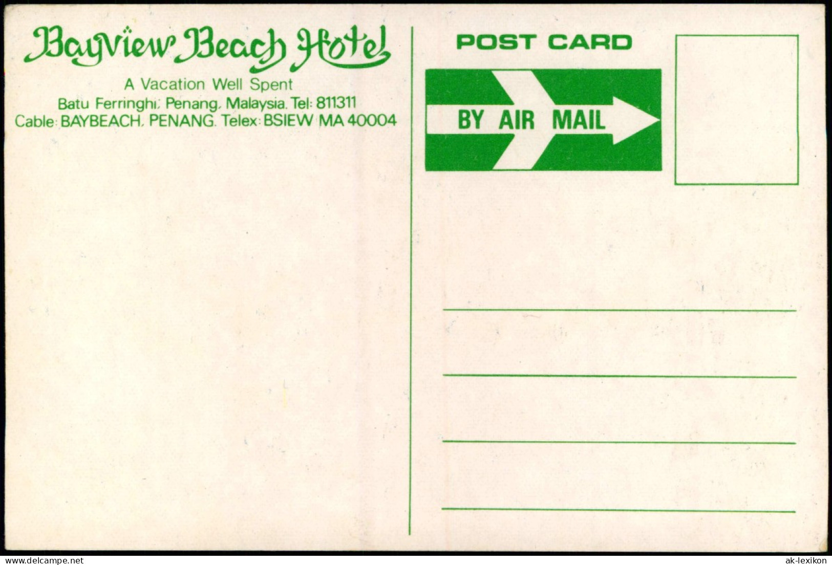 Postcard Batu Ferringhi Bayview Beach Hotel 1975 - Malasia