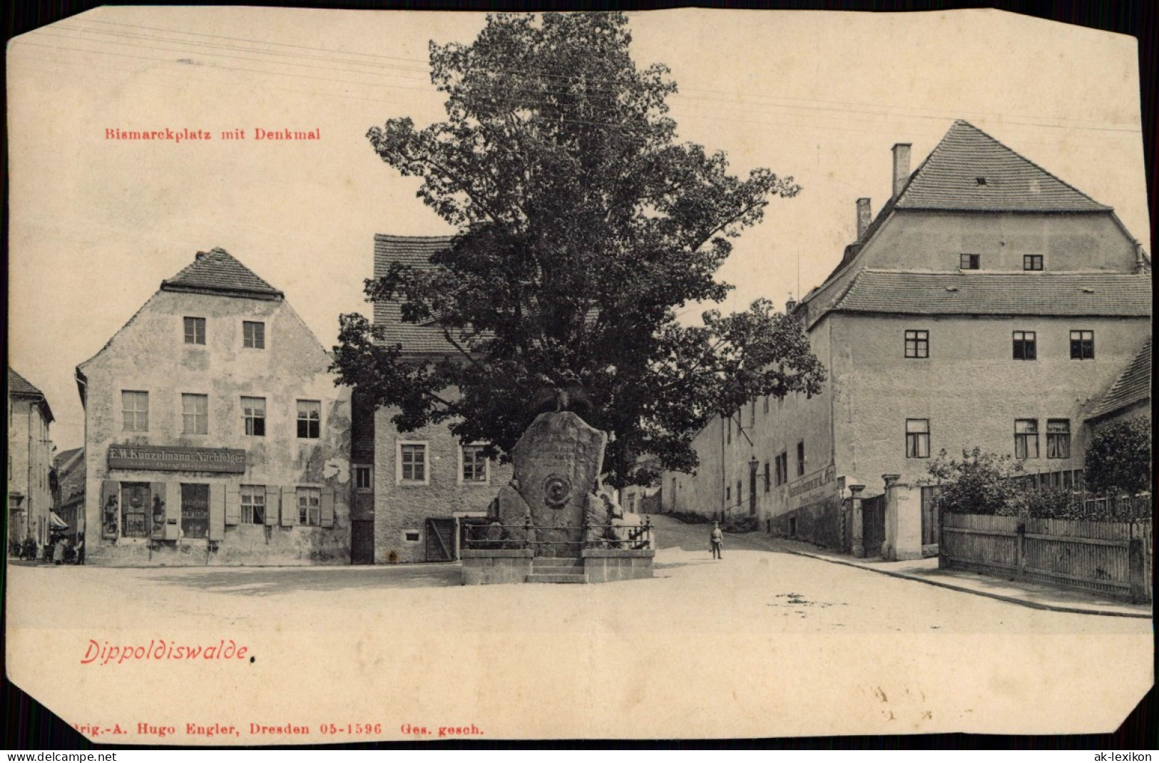 Ansichtskarte Dippoldiswalde Bismarckplatz Mit Denkmal, Straße 1919 - Dippoldiswalde