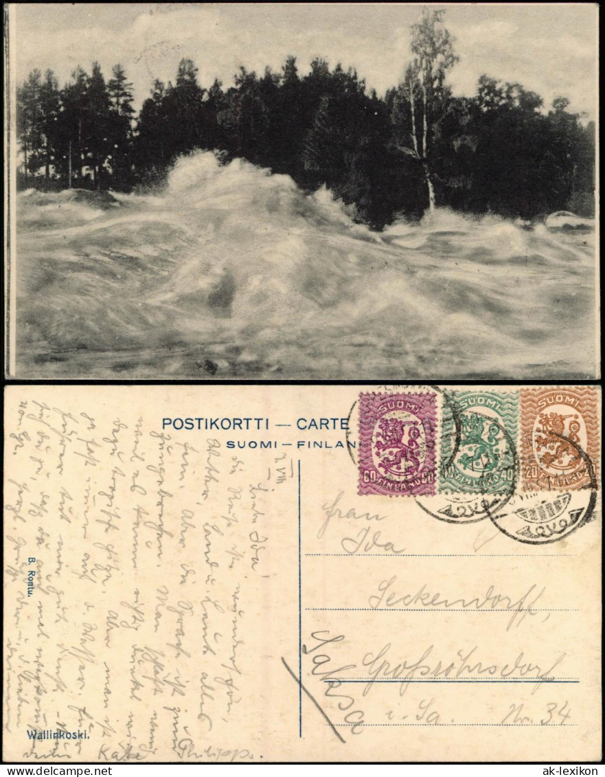 Postcard .Finnland Suomi Wallinkoski. 1917  Gel. Briefmarke U. Stempel - Finnland