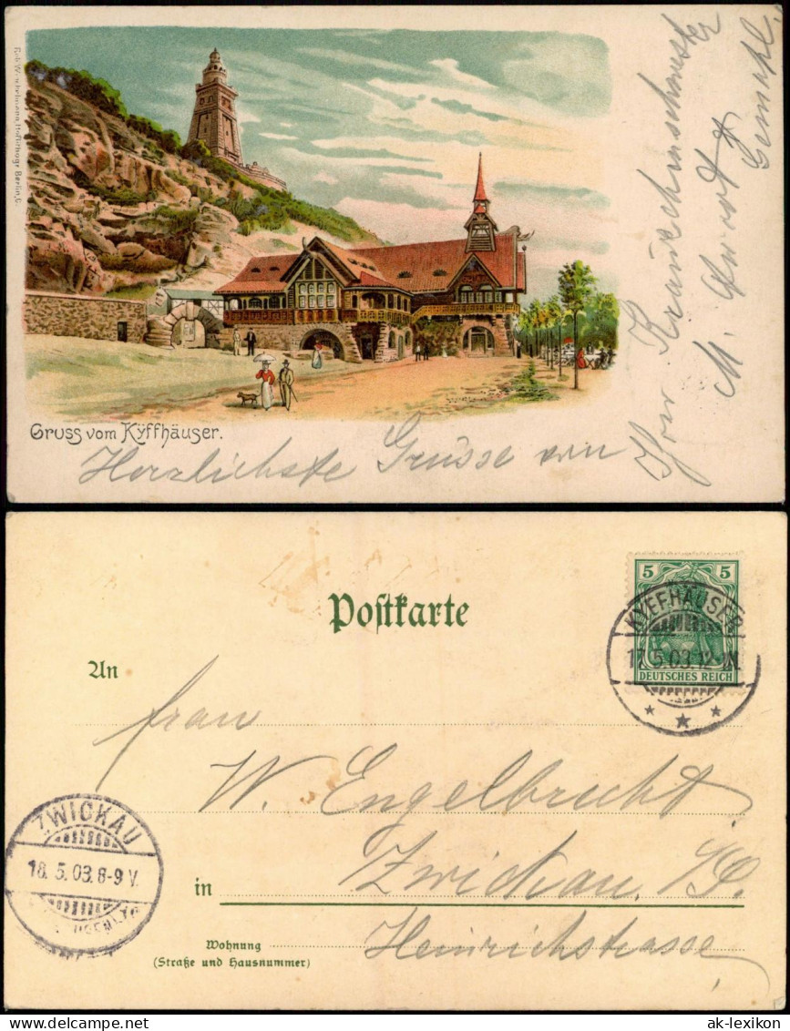 Kelbra (Kyffhäuser) Kyffhäuser - Restaurant Gruss Aus - Litho Ak 1903 - Kyffhaeuser
