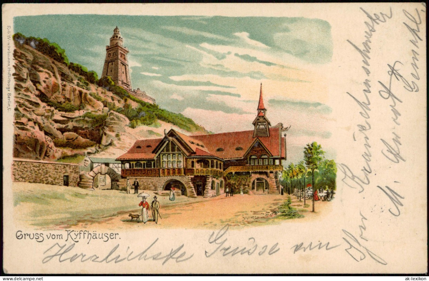 Kelbra (Kyffhäuser) Kyffhäuser - Restaurant Gruss Aus - Litho Ak 1903 - Kyffhaeuser