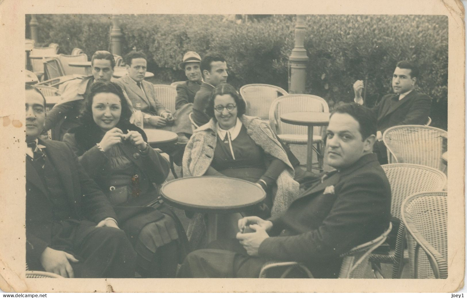 Carte Photo Tunis Scène En Terrasse De Café Au Pavillon Du Belvédère En 1939 - Anonymous Persons