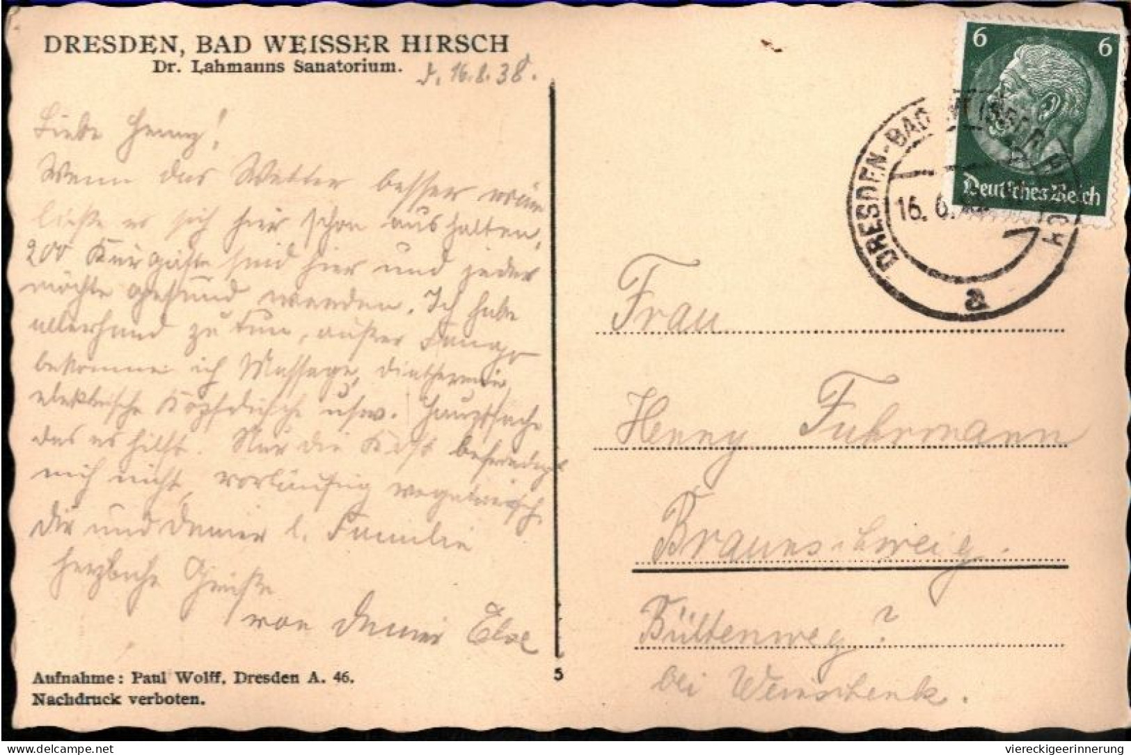 ! Alte Ansichtskarte Aus Dresden Weißer Hirsch, Dr. Lahmanns Sanatorium, 1938 - Dresden