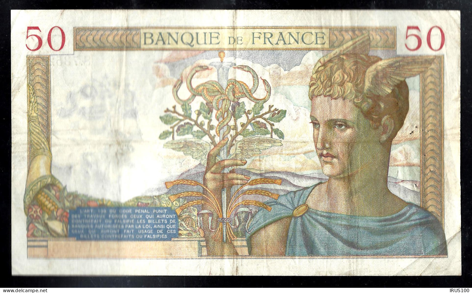 France 50 Francs 1934-1940 ''Cérès'' BILLET ÉMIS LE 30 - 12 - 1937 TBE - 50 F 1934-1940 ''Cérès''