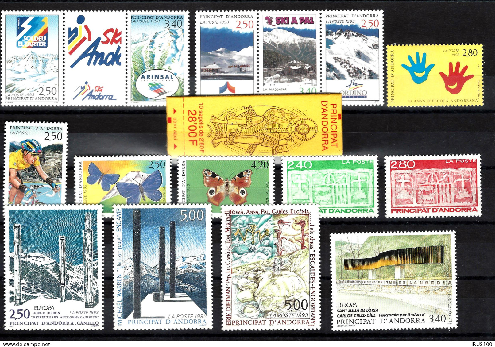 ANDORRE FRANÇAIS - ANNÉE COMPLÈTE (POSTE) 1993 MNH ** + CARNET  ** - Ganze Jahrgänge