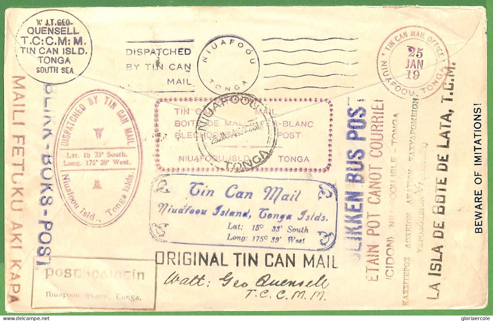 ZA1497 - TOGA - POSTAL HISTORY - OVERSIZED FDC Cover 1944 Via TIN CAN MAIL - Tonga (...-1970)