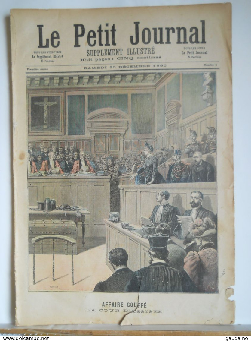 LE PETIT JOURNAL N°4 - 20 DECEMBRE 1890 AFFAIRE GOUFFÉ - LA COUR D'ASSISSES - Le Petit Journal