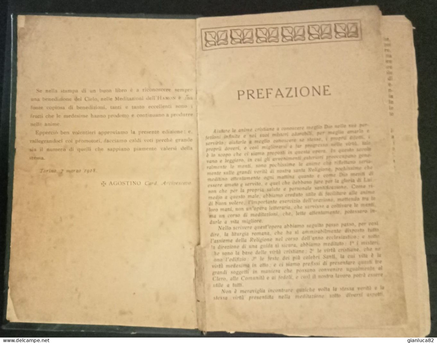 Libro Antico Meditazioni Dell’Hamon Torino 1918 Offertissima (628) Come Da Foto Meditazioni Tutti I Giorni Dell’anno - Alte Bücher