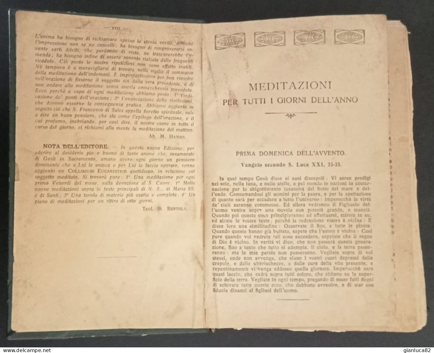 Libro Antico Meditazioni Dell’Hamon Torino 1918 Offertissima (628) Come Da Foto Meditazioni Tutti I Giorni Dell’anno - Livres Anciens
