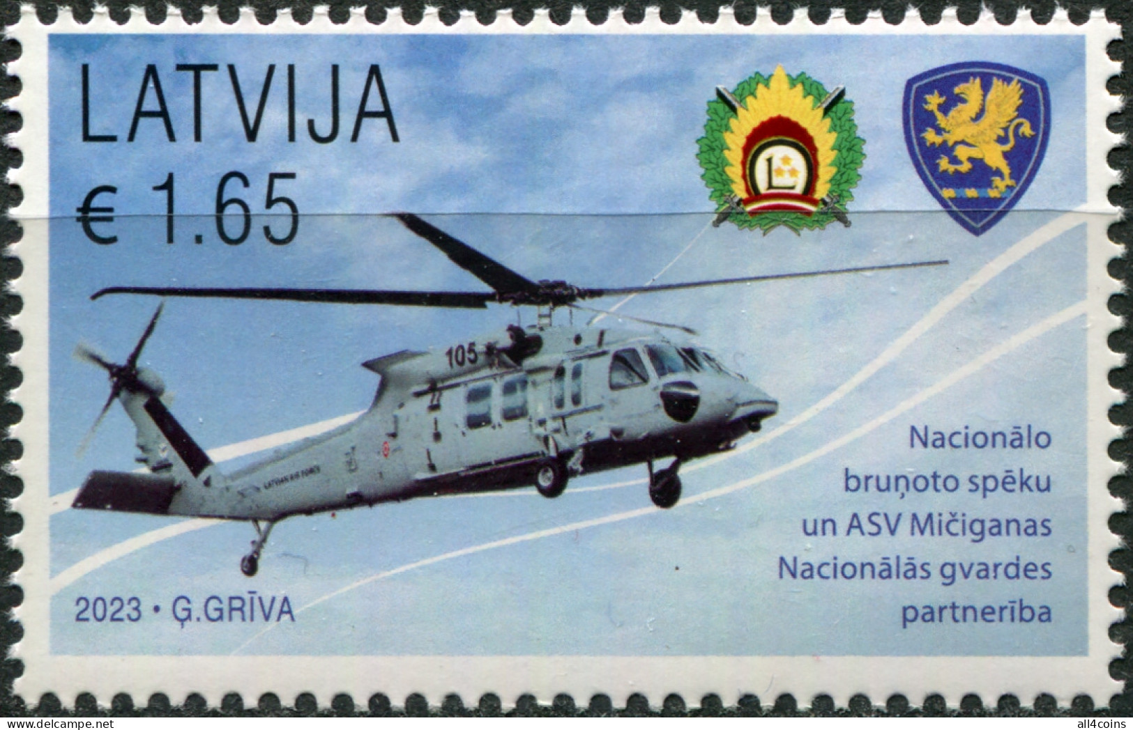 Latvia 2023. Latvian Armed Forces - Michigan National Guard (MNH OG) Stamp - Lettland