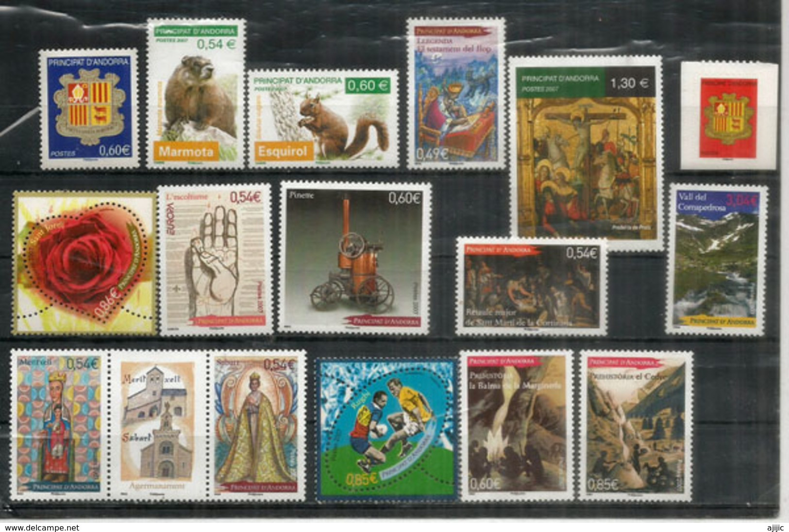 Année Complète 2007, 17 Timbres  Neufs ** Rugby World Cup, Prehistoire Andorrane,etc - Volledige Jaargang