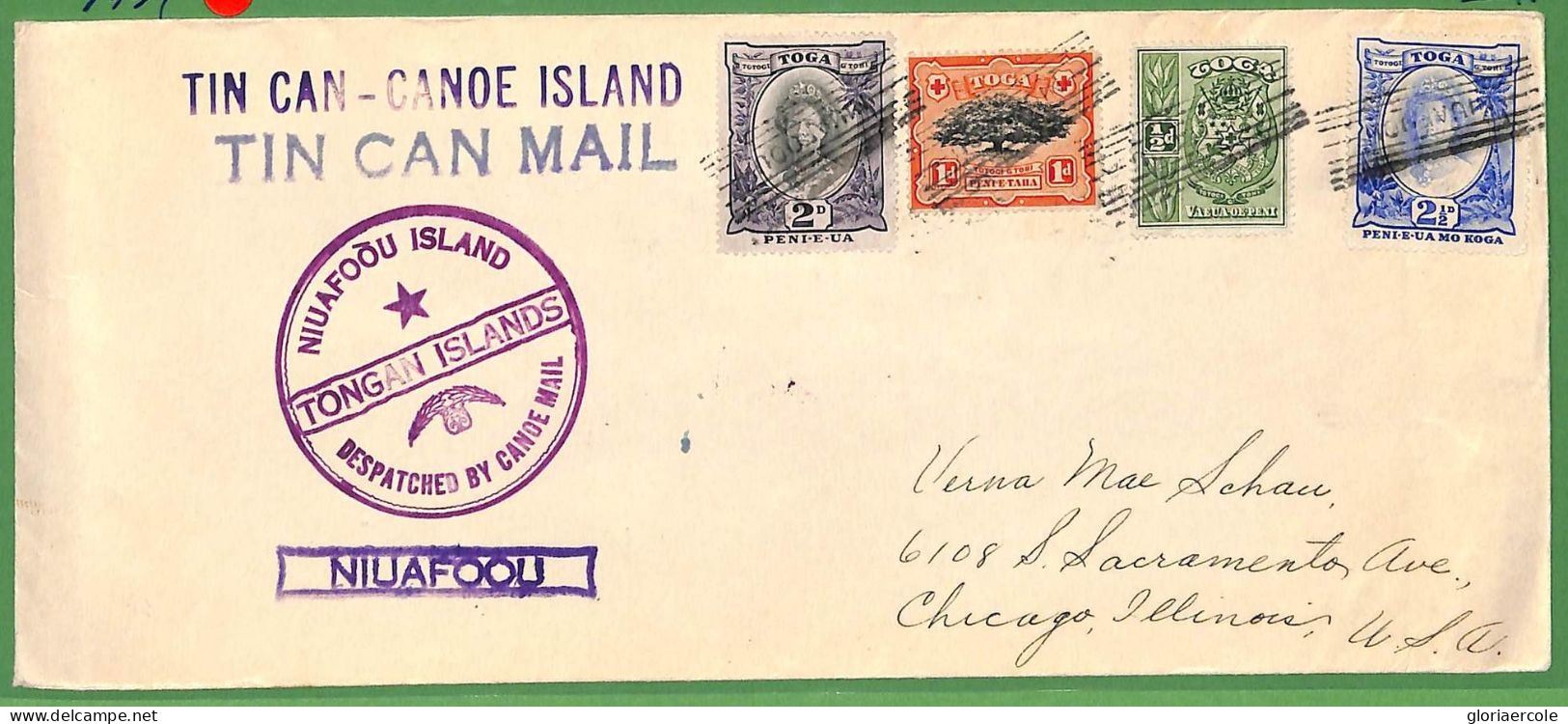 ZA1504 - TOGA - POSTAL HISTORY - OVERSIZED Cover  Via TIN CAN MAIL 1934 - Tonga (...-1970)