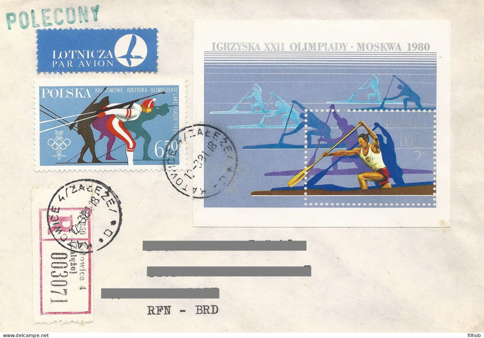 Poland (A271) Stamps Used Block 67 Sport Olympic Games 1980 (postal Circulation) - Blocs & Feuillets