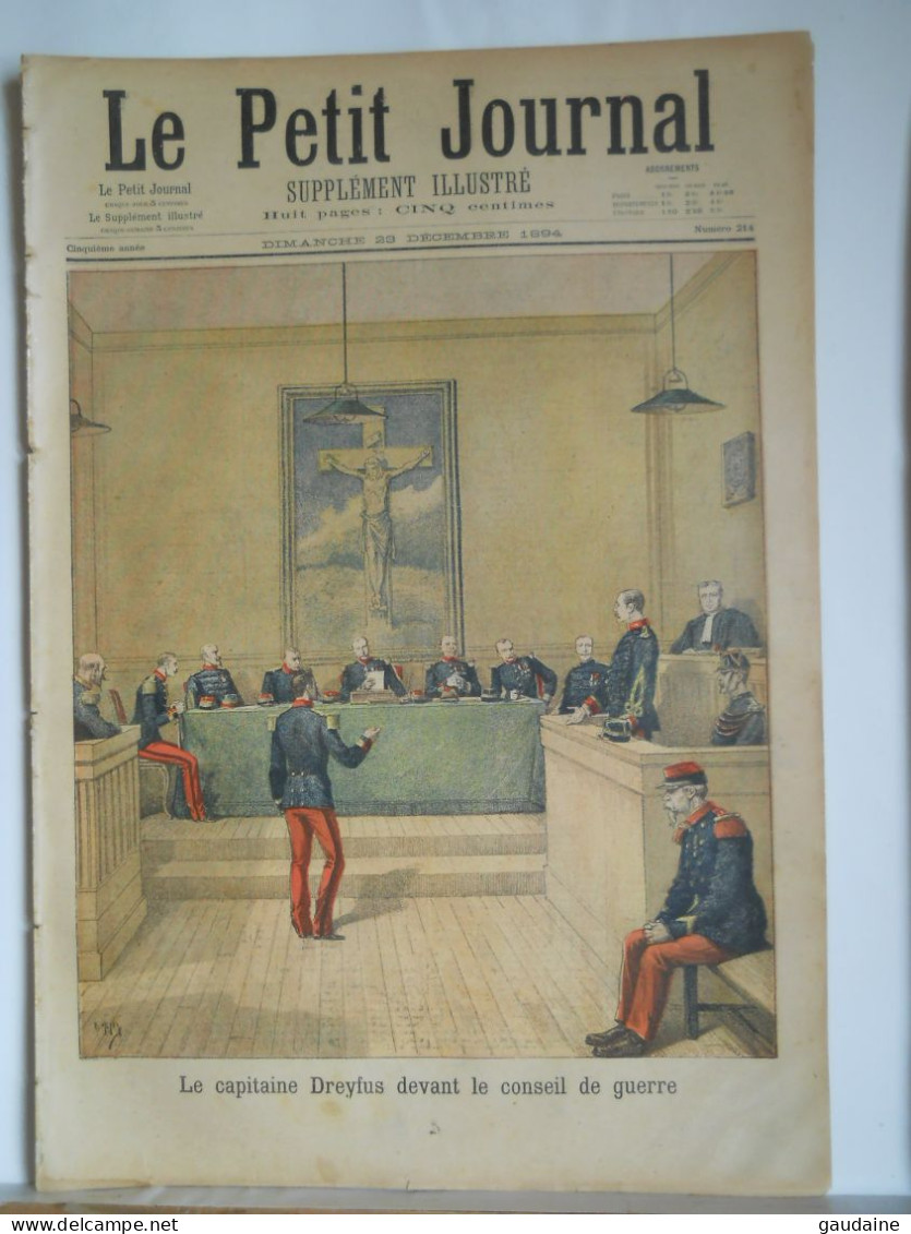 LE PETIT JOURNAL N°214 - 23 DECEMBRE 1894 - CAPITAINE DREYFUS - HONGRIE NOCE ATTAQUEE PAR DES LOUPS - Le Petit Journal