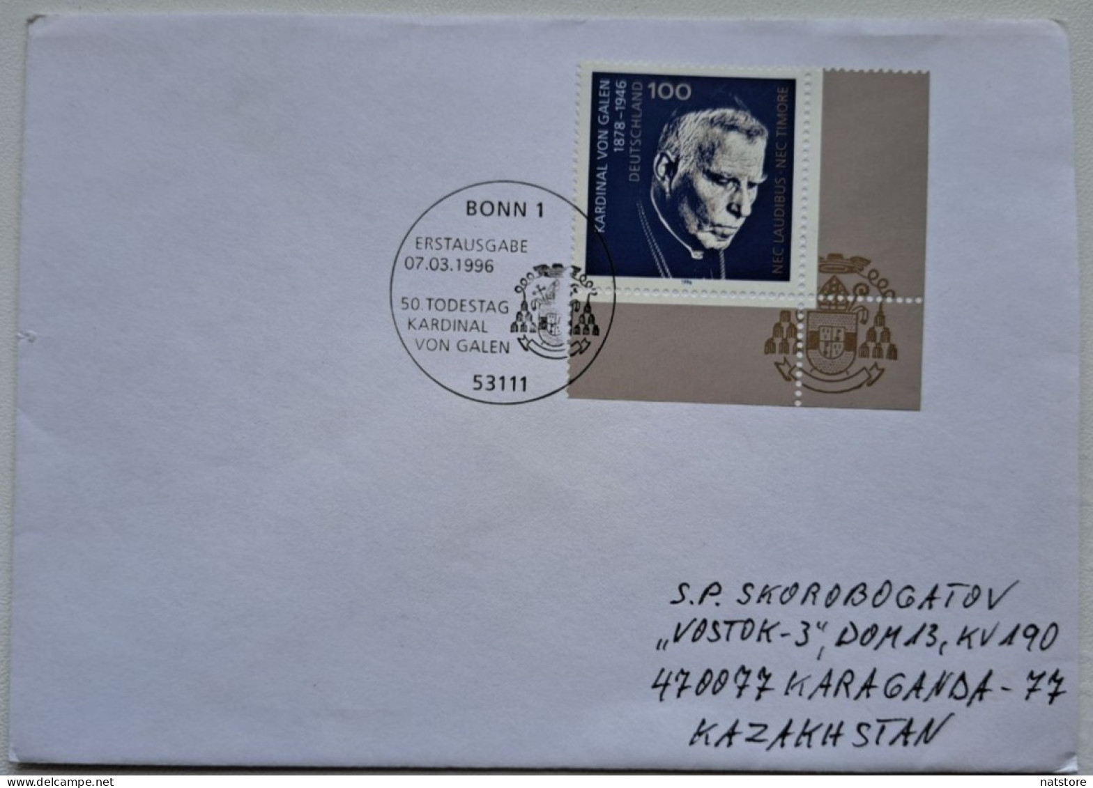 1996..GERMANY..FDC WITH STAMP+POSTMARK..PAST MAIL.The 50th Anniversary Of The Death Of Cardinal Von Galen - 1991-2000