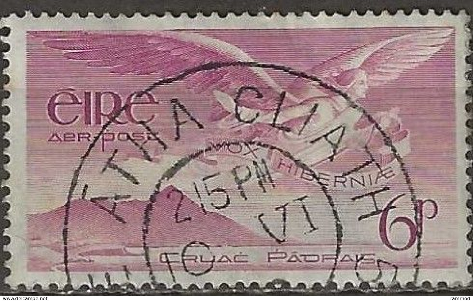 IRELAND 1948 Air. Angel Victor Over Lough Derg - 6d. - Purple FU - Posta Aerea