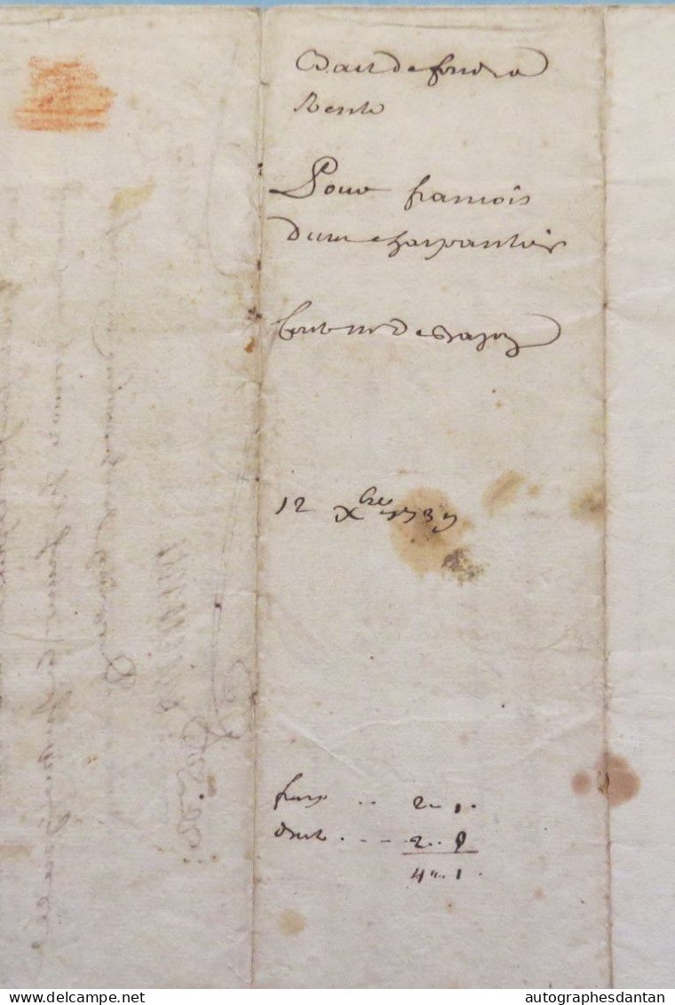 ● Cachet De Généralité D'AUCH 1739 - Château Noble De ? Messire De Bazon ? (Basses Pyrénées Ou Gers) Manuscrit à étudier - Algemene Zegels