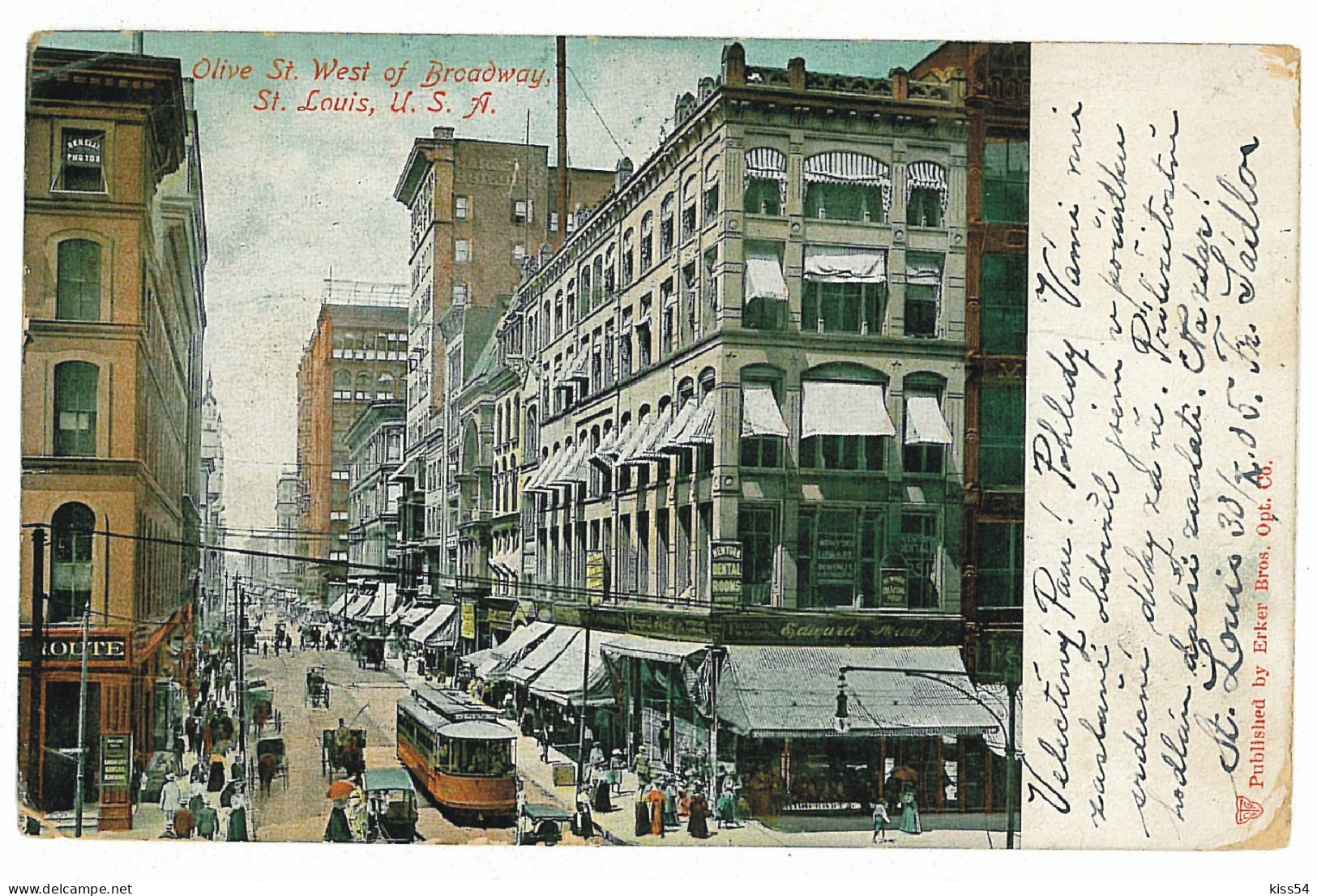 US 20 - 6047 SAINT LOUIS, USA, Olive Street West, Tramway - Old Postcard - Used -1905 - St Louis – Missouri