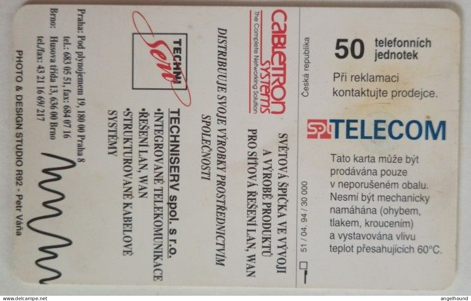 Czech Republic SPT 50 Units Chip Card - Promotion - Company Cabletron - Tschechische Rep.