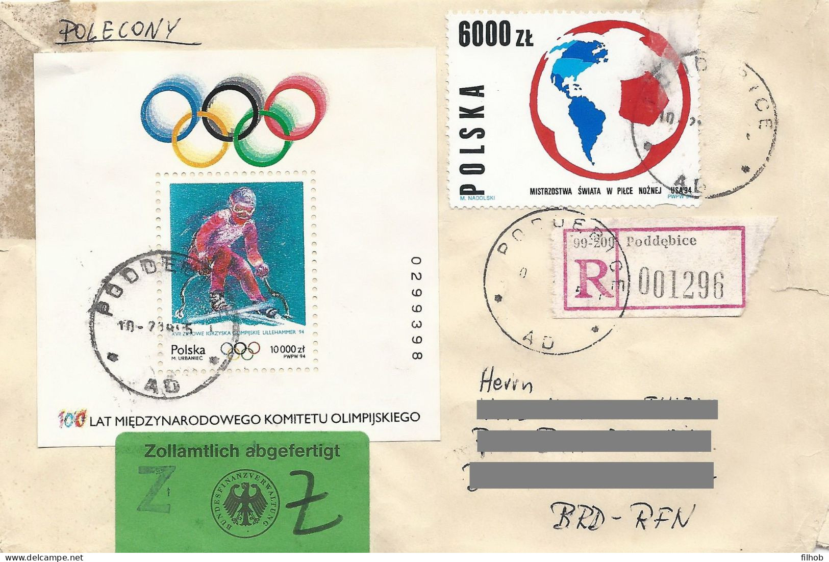 Poland (0471) Stamps Used Block 111 Sport Olympic Winter Games Lillehammer 94 (postal Circulation) - Blocs & Feuillets
