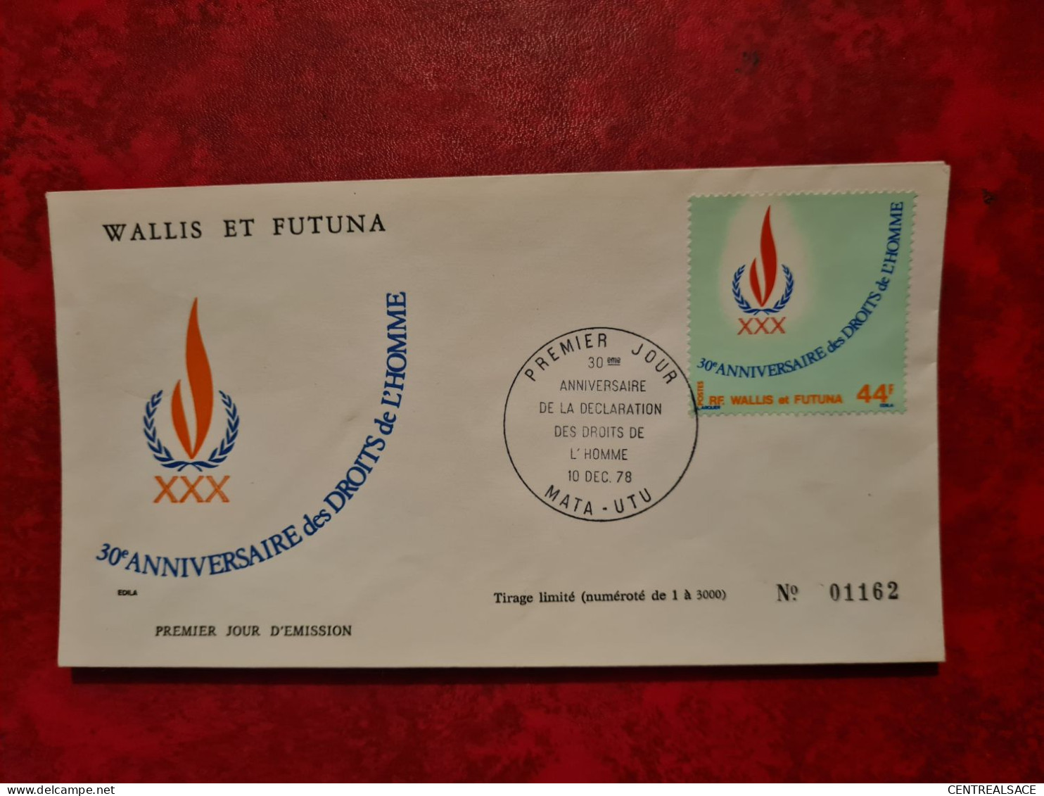 Lettre / Carte   WALLIS ET FUTUNA FDC 1978 MATA UTU 30° ANNIVERSAIRE DES DROITS DE L'HOMME - Cartas & Documentos