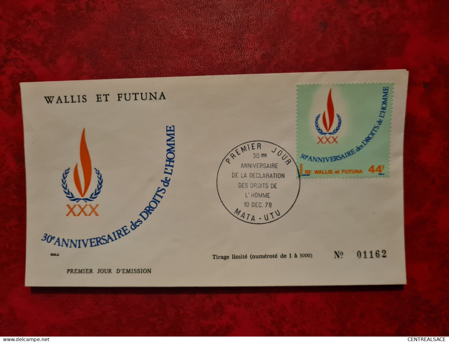Lettre / Carte   WALLIS ET FUTUNA FDC 1978 MATA UTU 30° ANNIVERSAIRE DES DROITS DE L'HOMME - Lettres & Documents
