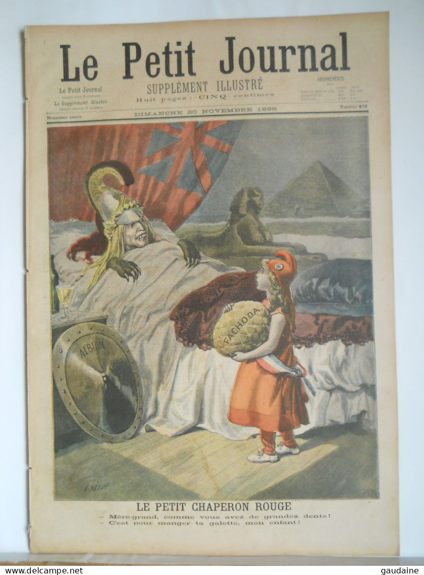LE PETIT JOURNAL N°418 - 20 NOVEMBRE 1898 - LE PETIT CHAPERON ROUGE - HOMMAGE AU DR GOURRAUD HOPITAL DE LA CHARITE - Le Petit Journal