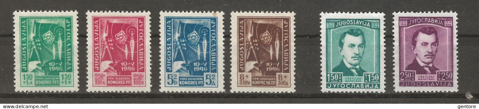 JUGOSLAVIA 1946  Congress Unificato  Cat. N° 445/48+453/54 FINE MINT NO GUM - Neufs