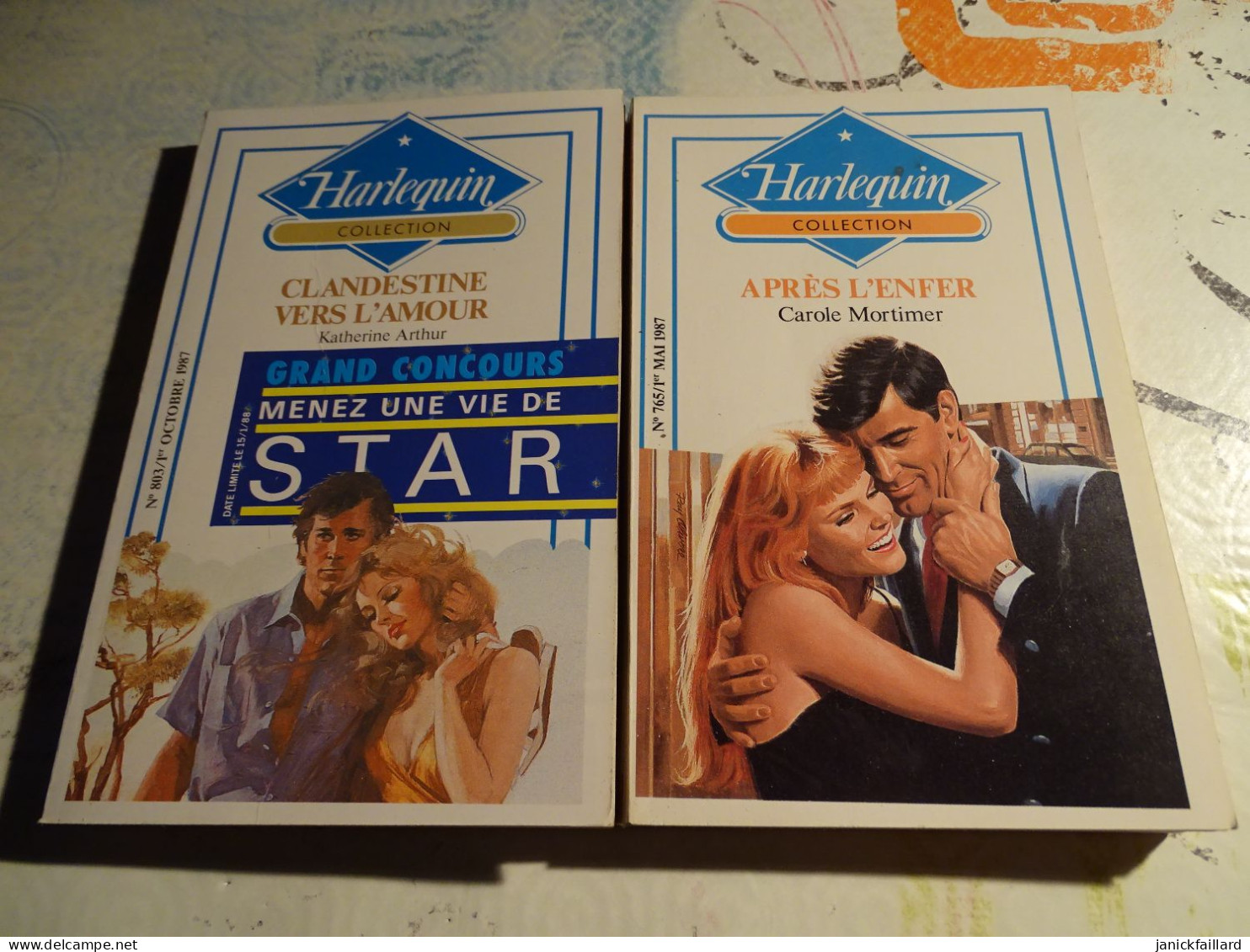 Lot X 2 Harlequin Collection  1987 - Après L'enfer - Clandestine Vers L'amour - Romantik