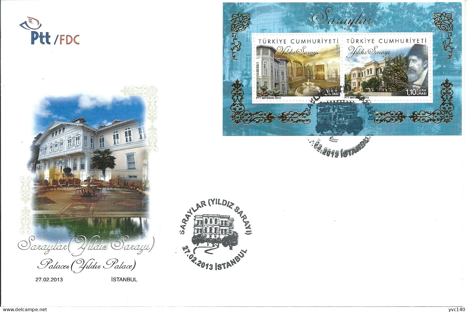 Turkey; FDC 2013 Palaces (Yildiz Palace) - FDC