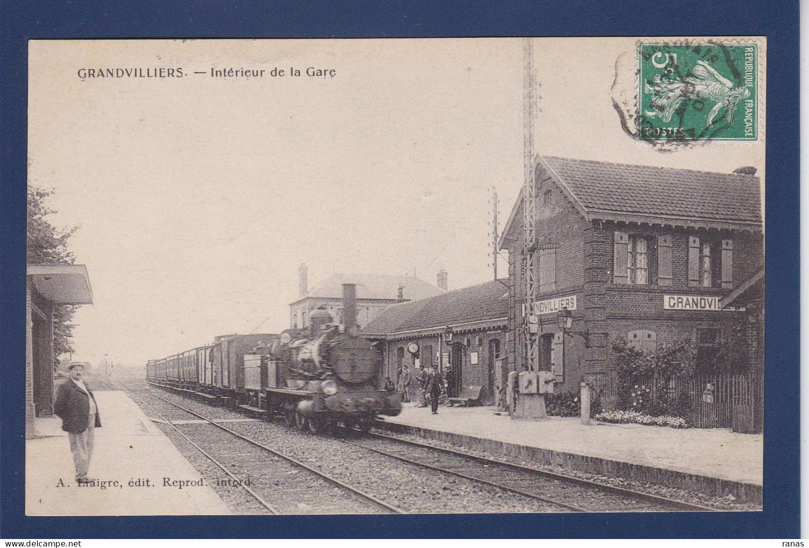 CPA [60] Oise > Grandvilliers Gare Station Chemin De Fer Train Circulée - Grandvilliers