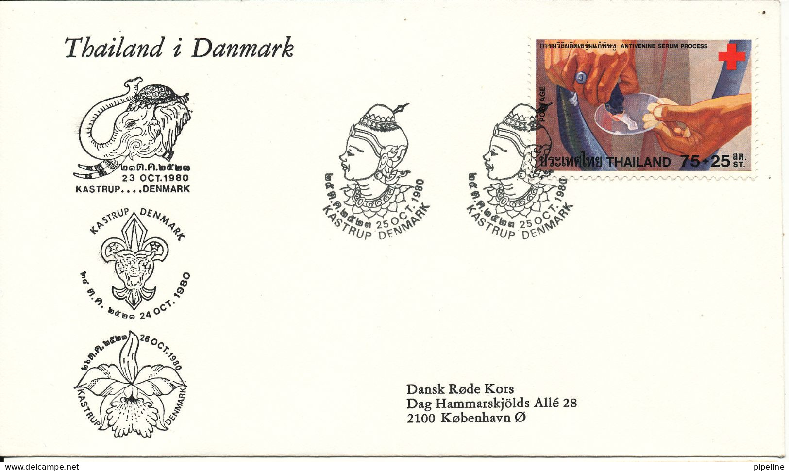 Thailand Denmark Cover Stamp Exhibition Thailand In Denmark 25-10-1980 - Thaïlande