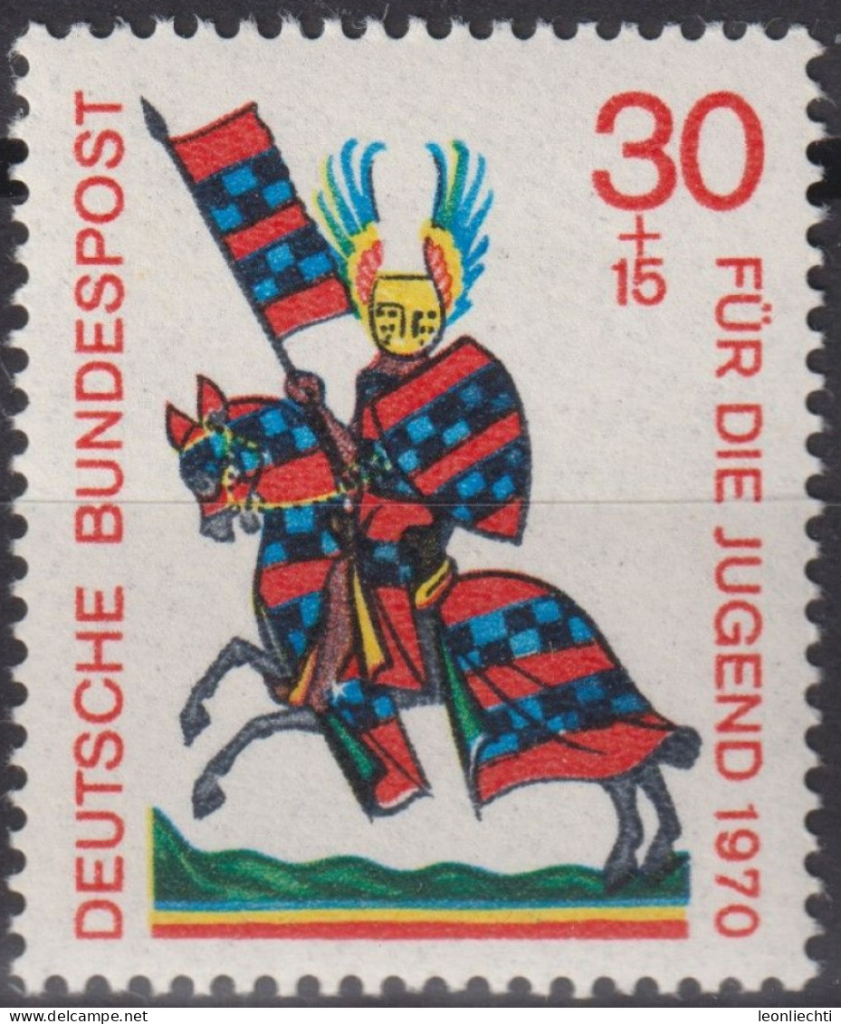 1970 Deutschland > BRD, ** Mi:DE 614, Sn:DE B457, Yt:DE 477, Walther Von Metz, Minnesänger - Prehistory