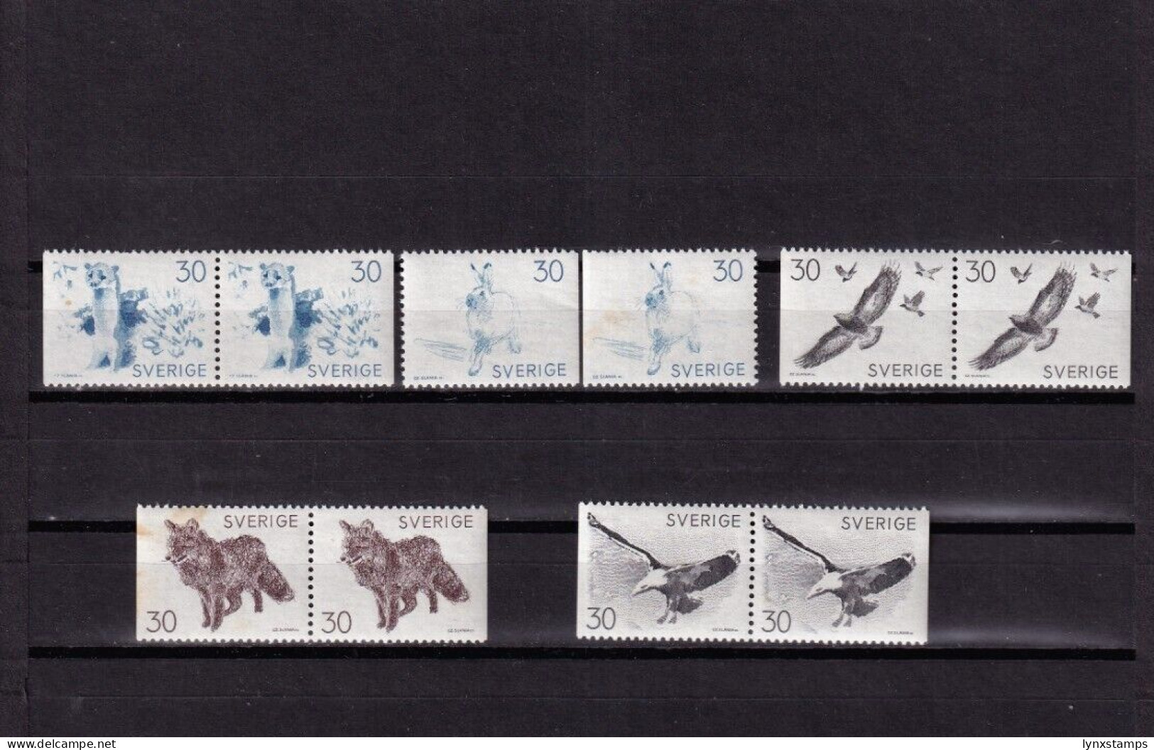 ER01 Sweden 1968 Animals - Fluorescent Paper - Unused Stamps
