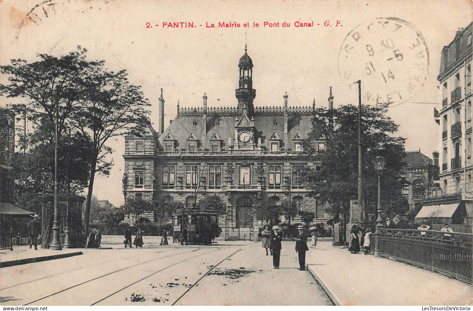 FRANCE - Pantin - Vue Sur La Marie Et Le Pont Du Canal - G F - Vue De L'extérieur - Animé - Carte Postale Ancienne - Pantin