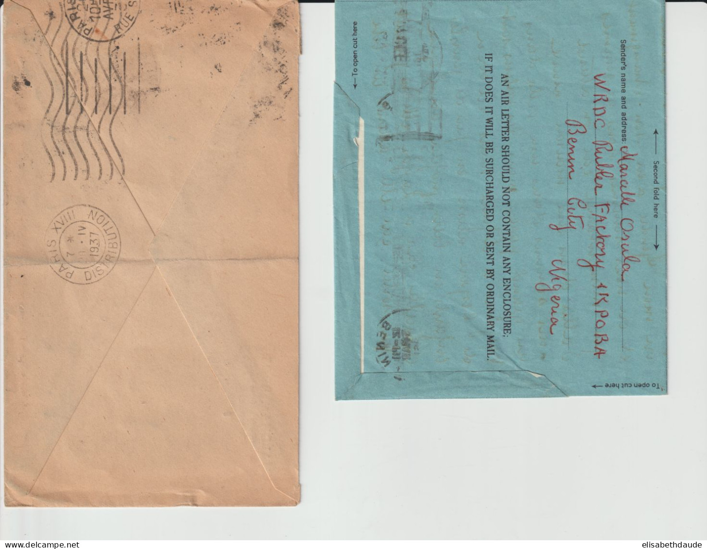 1961 - NIGERIA - LETTRE AEROGRAMME De BENIN => CHARENTON - Nigeria (...-1960)