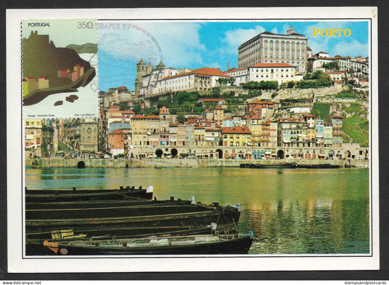 Portugal 1997 Porto Site UNESCO Carte Maximum Avec Timbre Du Bloc Oporto UNESCO Site Maxicard With Stamp From The S/s - Maximum Cards & Covers