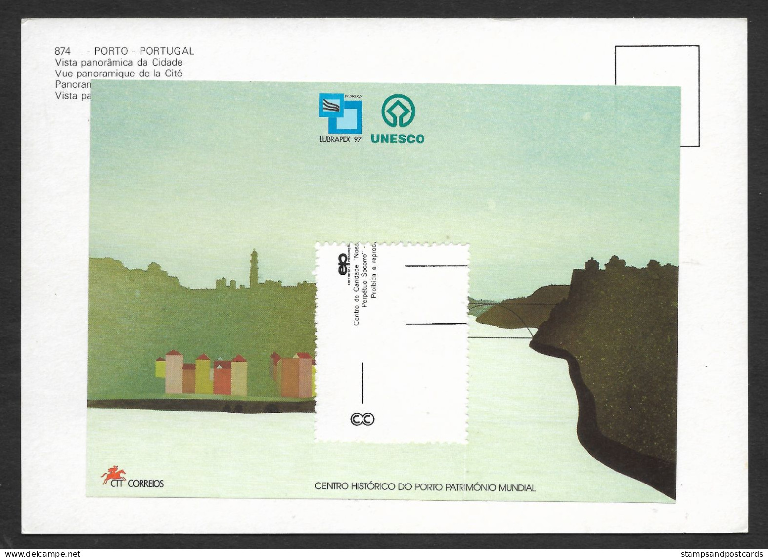 Portugal 1997 Porto Site UNESCO Carte Maximum Avec Timbre Du Bloc Oporto UNESCO Site Maxicard With Stamp From The S/s - Maximum Cards & Covers